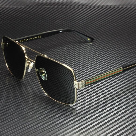 Gucci Gold Aviator Black 60mm Sunglasses - Picture 1 of 4